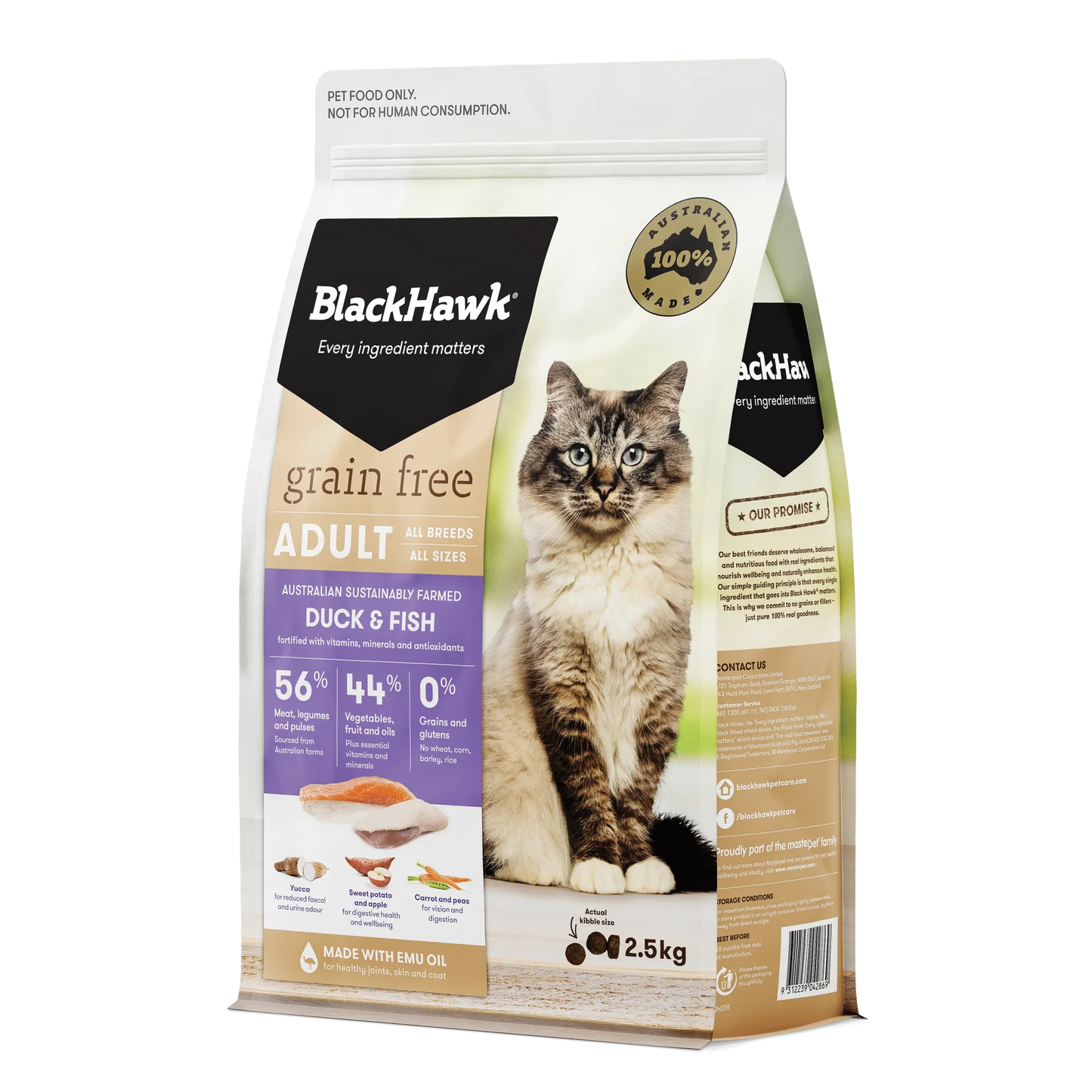BLACK HAWK CAT DUCK & FISH GRAIN FREE 2.5KG