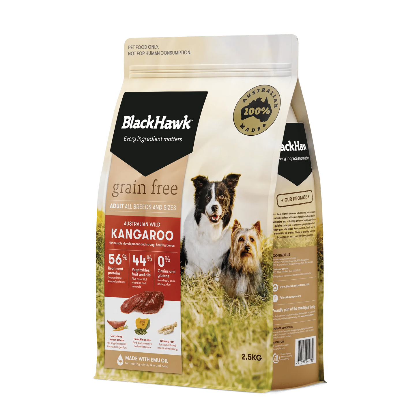 BLACK HAWK DOG KANGAROO GRAIN FREE 2.5KG