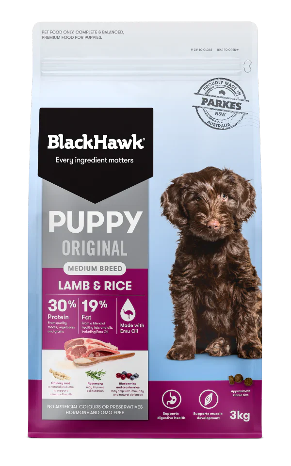 BLACK HAWK PUPPY MEDIUM BREED LAMB & RICE 10KG