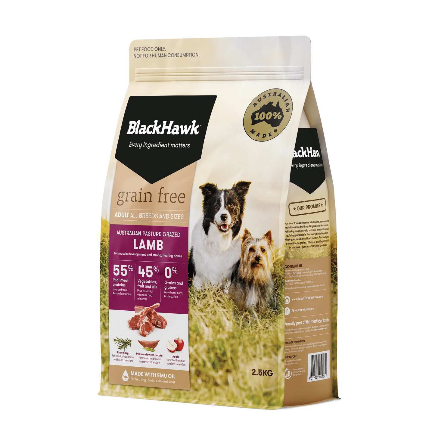 BLACK HAWK DOG LAMB GRAIN FREE 2.5KG