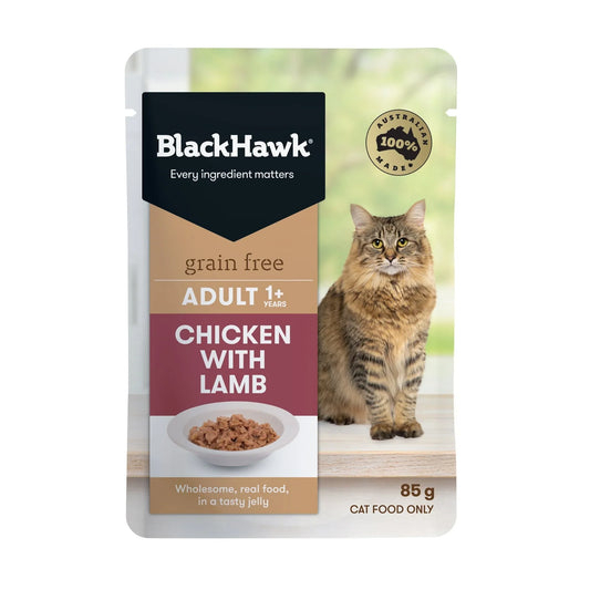 BLACK HAWK CAT CHICKEN W LAMB GRAIN FREE 85G
