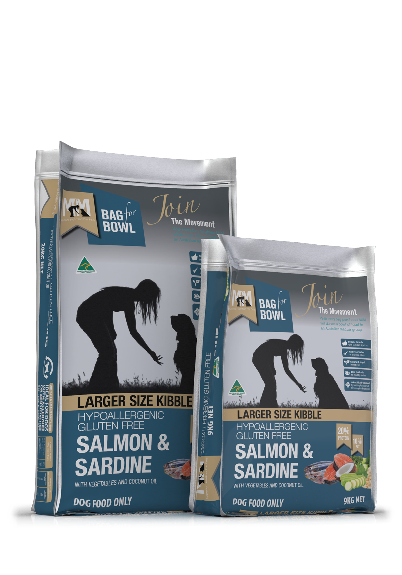 MEALS FOR MUTTS SALMON & SARDINE LARGE KIBBLE 9KG