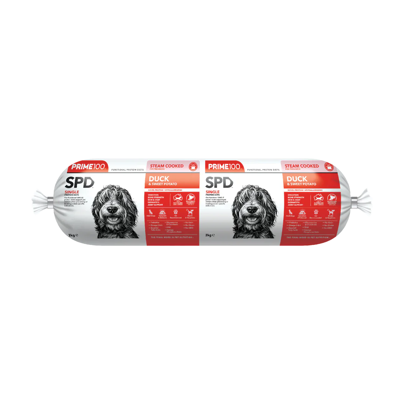 PRIME 100 DUCK & SWEET POTATO ROLL 2KG