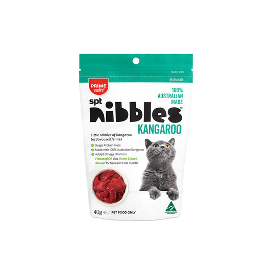 PRIME 100 CAT SPT NIBBLES KANGAROO TREATS 40G
