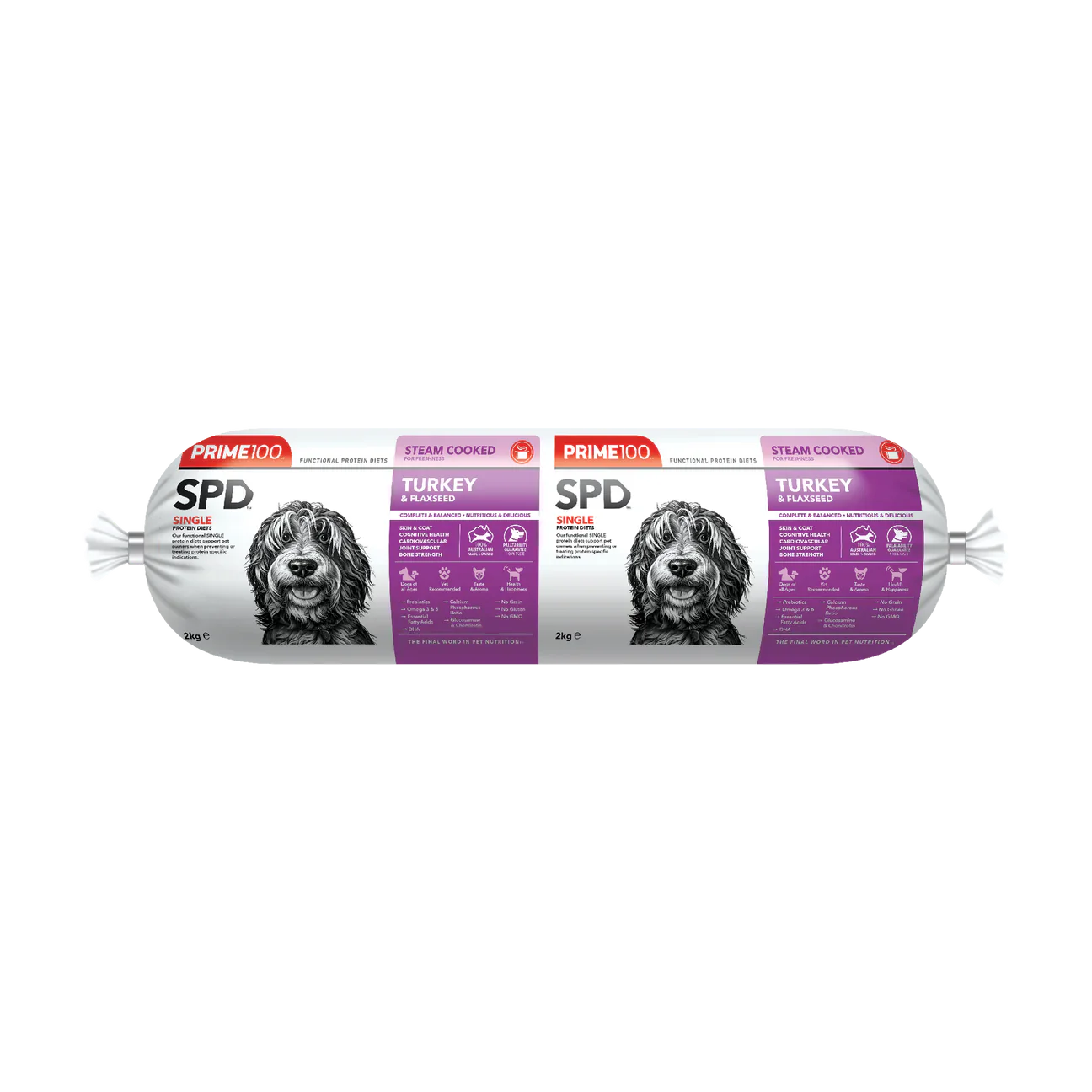 PRIME 100 TURKEY & FLAXSEED ROLL 2KG